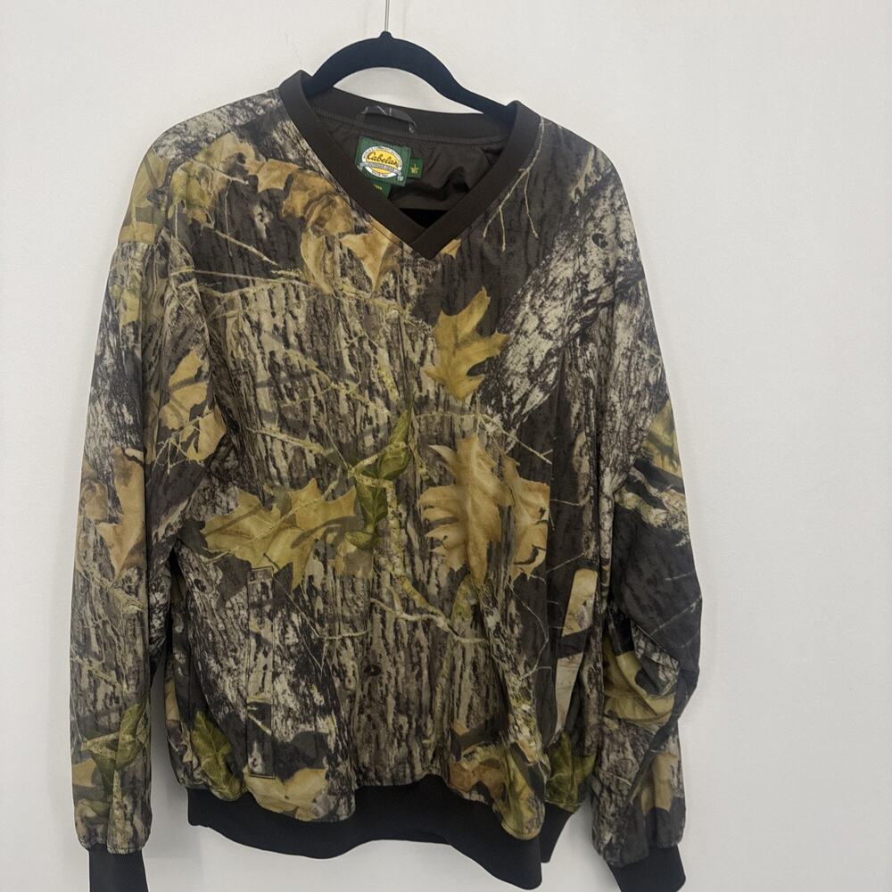 Cabelas Wind Shear Camo Windbreaker Jacket Pullover Size L Hunting